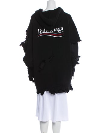 Balenciaga Graphic Print V-Neck Hoodie