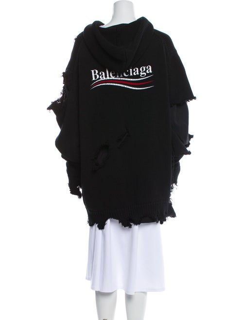 Balenciaga Graphic Print V-Neck Hoodie