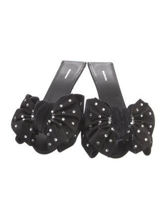 Balenciaga Velvet Bow Accents Slides