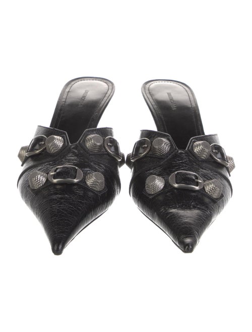 Balenciaga Leather Studded Accents Mules