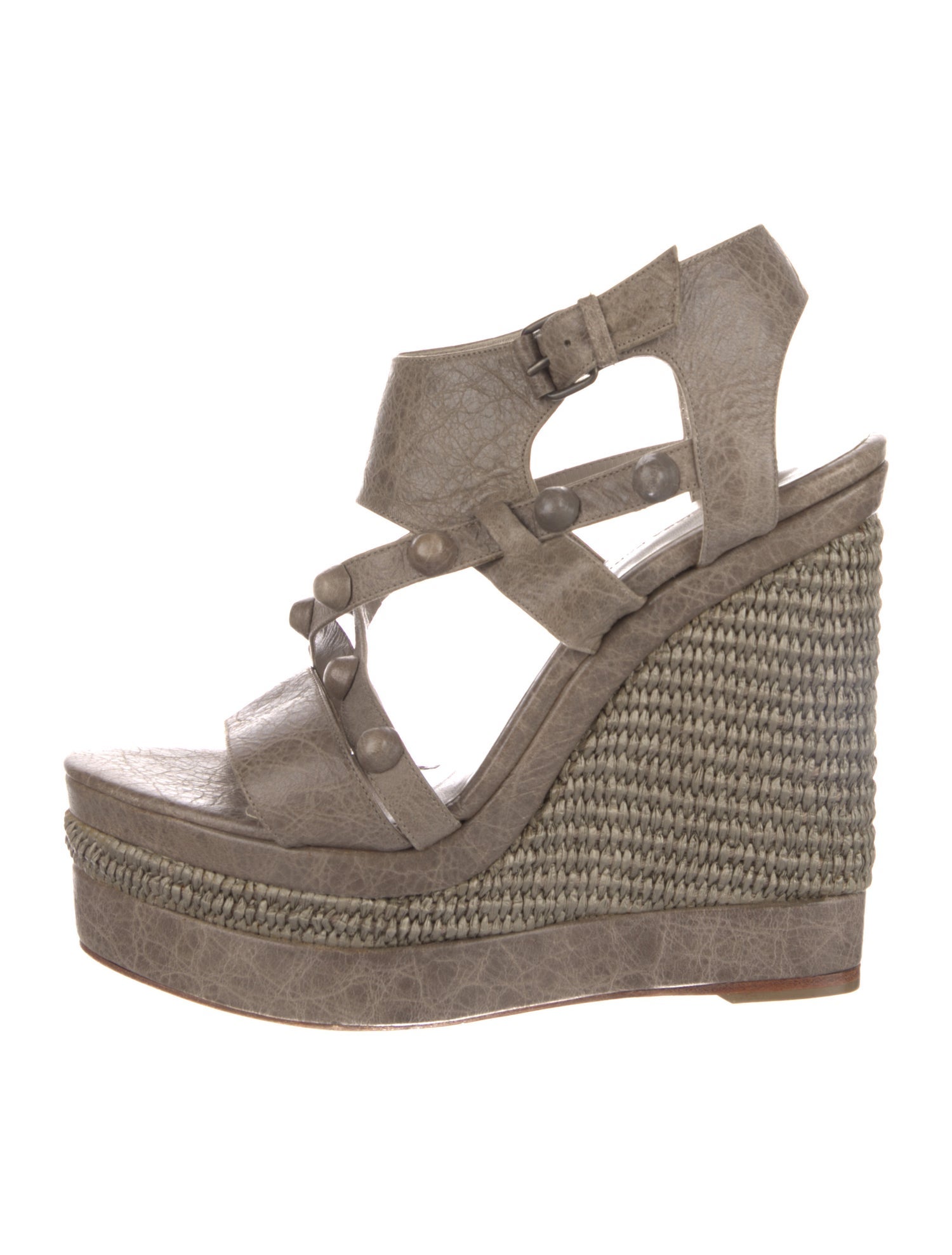 Balenciaga Leather Studded Accents Espadrilles