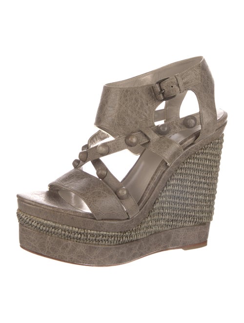 Balenciaga Leather Studded Accents Espadrilles