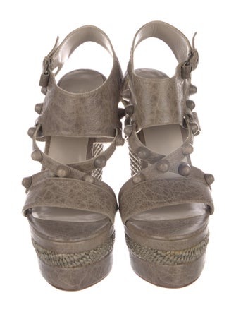 Balenciaga Leather Studded Accents Espadrilles