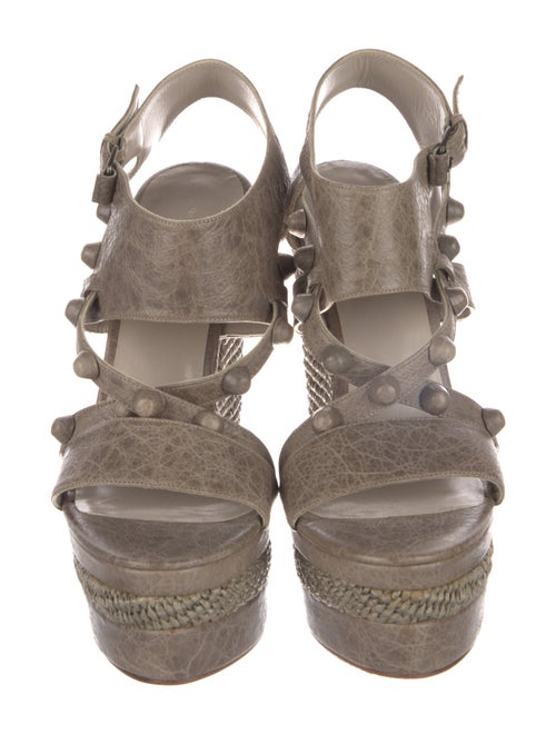 Balenciaga Leather Studded Accents Espadrilles