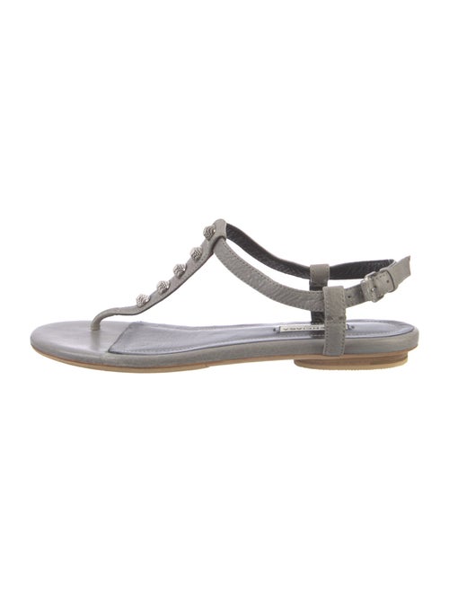 Balenciaga Leather Studded Accents T-Strap Sandals