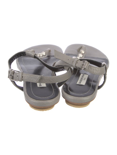 Balenciaga Leather Studded Accents T-Strap Sandals