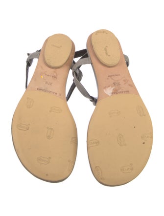 Balenciaga Leather Studded Accents T-Strap Sandals