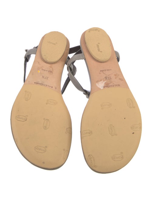 Balenciaga Leather Studded Accents T-Strap Sandals