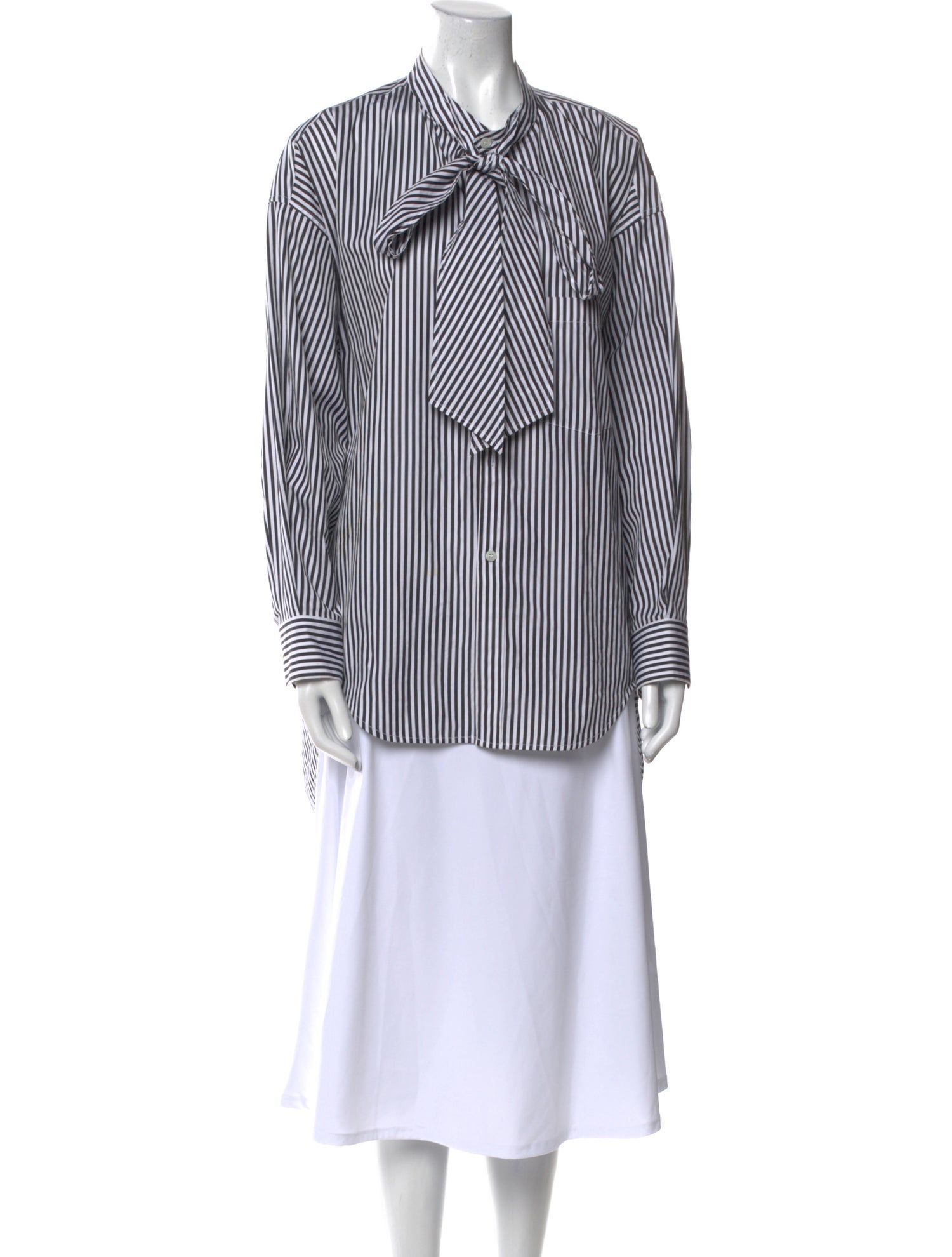 Balenciaga 2018 Striped Button-Up Top