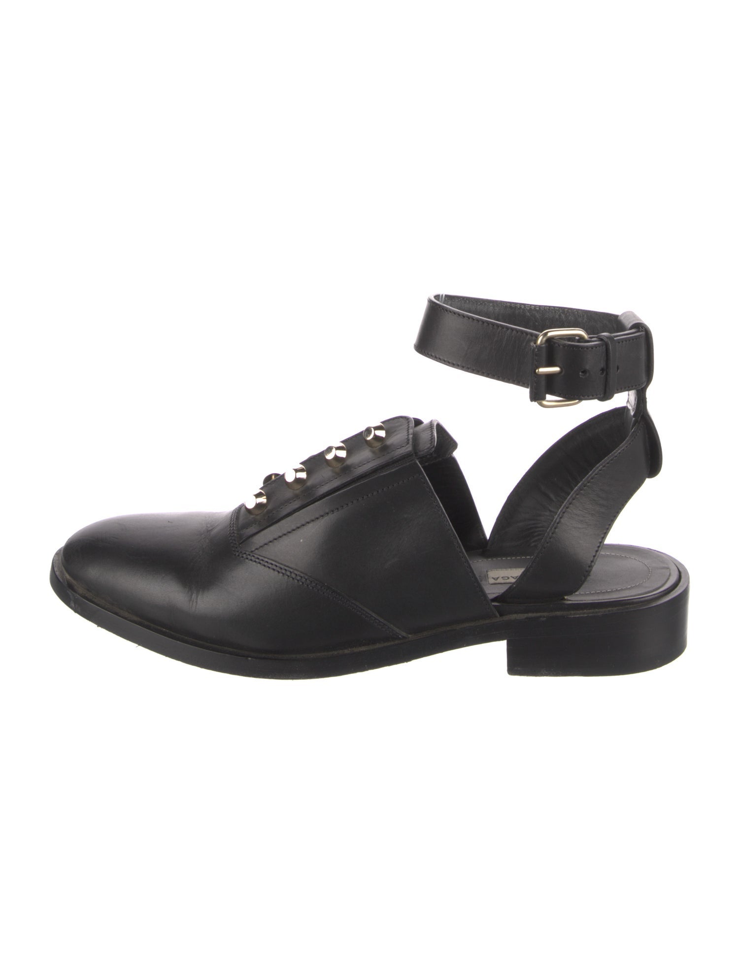 Balenciaga Leather Studded Accents Slingback Flats