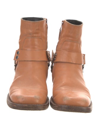 Balenciaga Leather Studded Accents Moto Boots