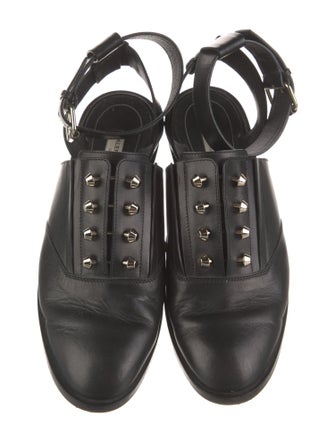 Balenciaga Leather Studded Accents Slingback Flats