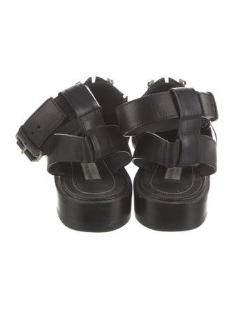 Balenciaga Leather Studded Accents Slingback Flats