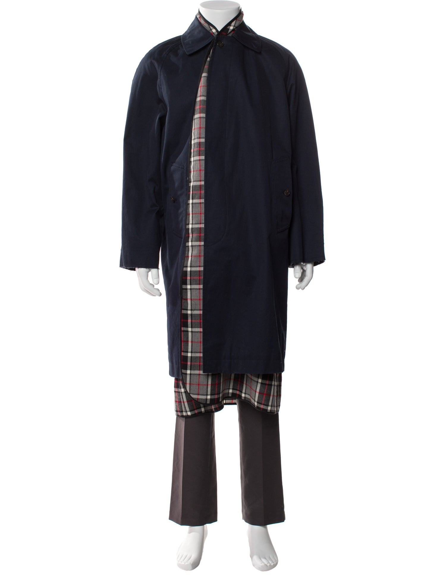 Balenciaga Plaid Print Trench Coat