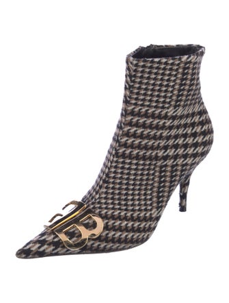 Balenciaga Wool Plaid Print Sock Boots