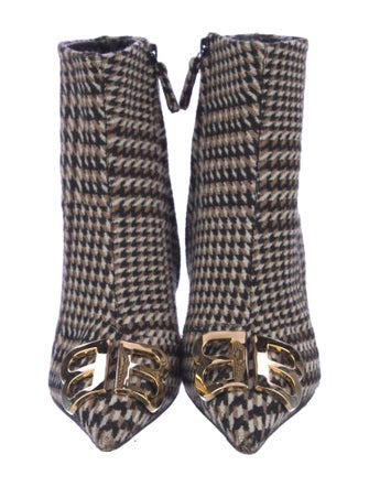Balenciaga Wool Plaid Print Sock Boots