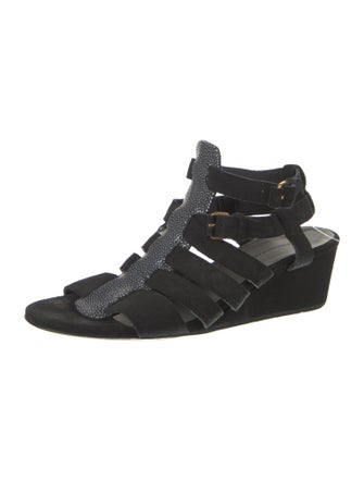 Balenciaga Suede Floral Print Gladiator Sandals