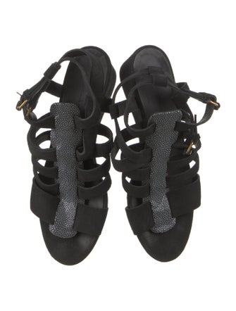 Balenciaga Suede Floral Print Gladiator Sandals