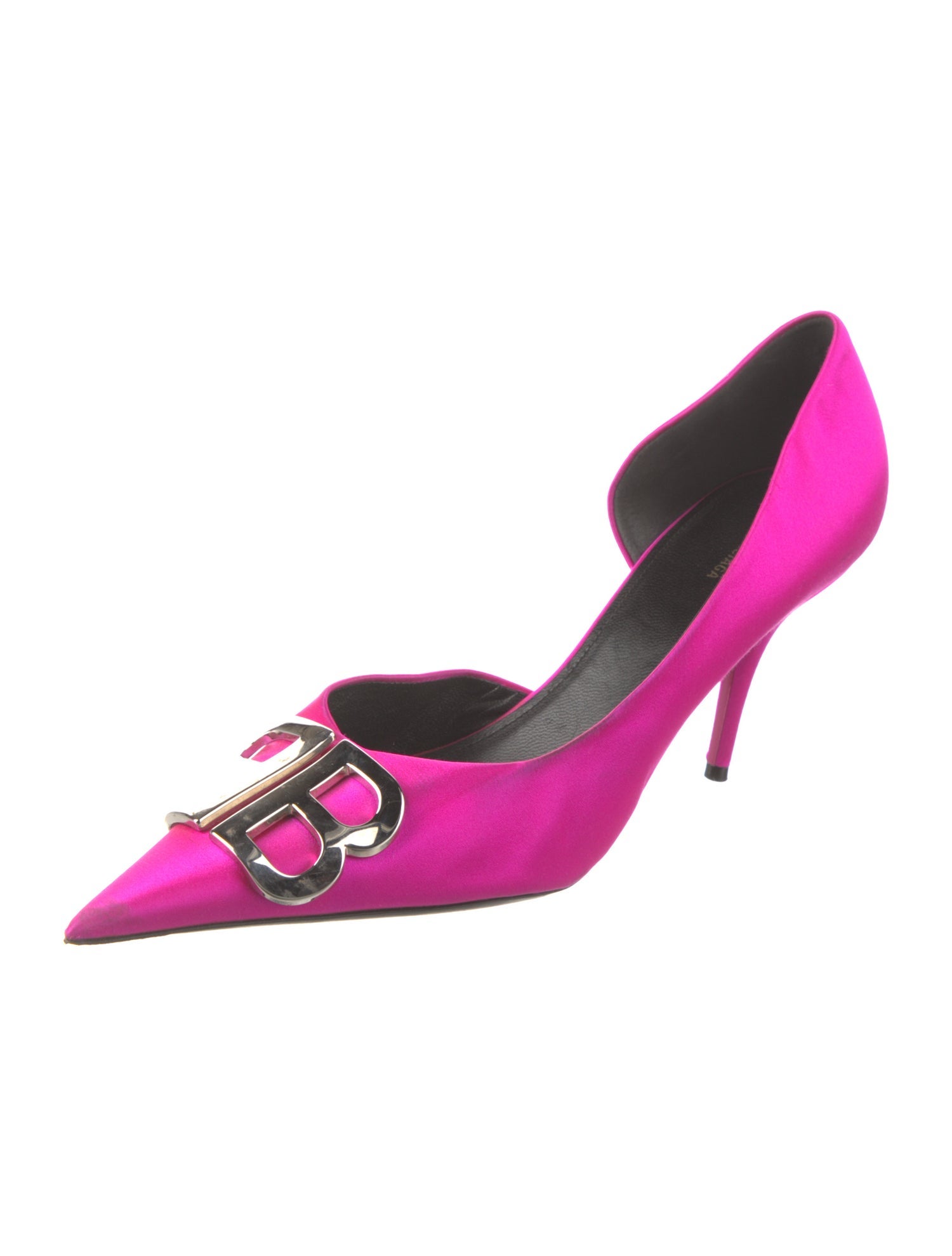 Balenciaga Signature Logo Satin D'Orsay Pumps