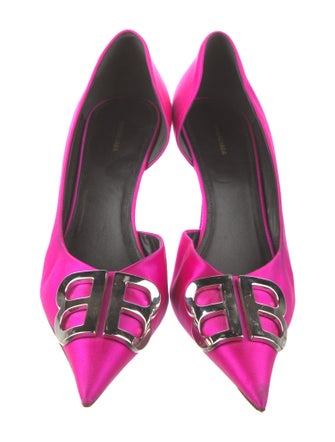 Balenciaga Signature Logo Satin D'Orsay Pumps
