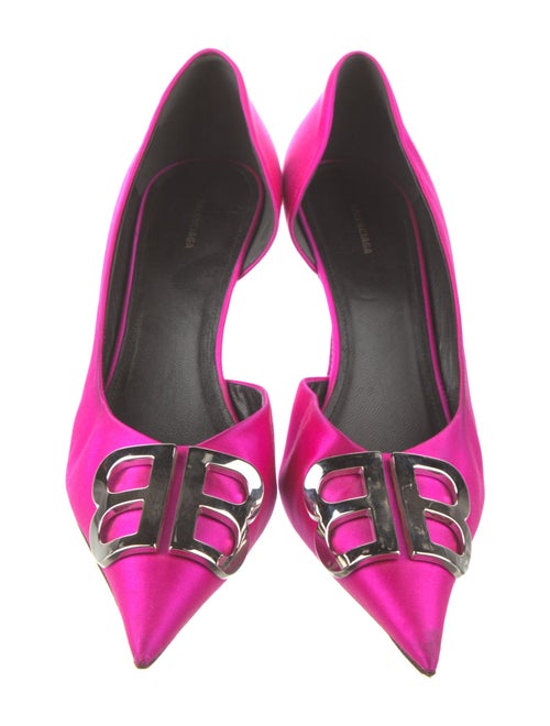 Balenciaga Signature Logo Satin D'Orsay Pumps