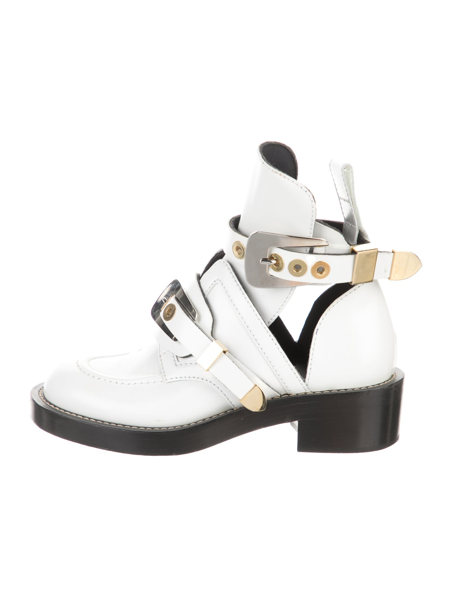 Balenciaga Leather Cutout Accent Combat Boots