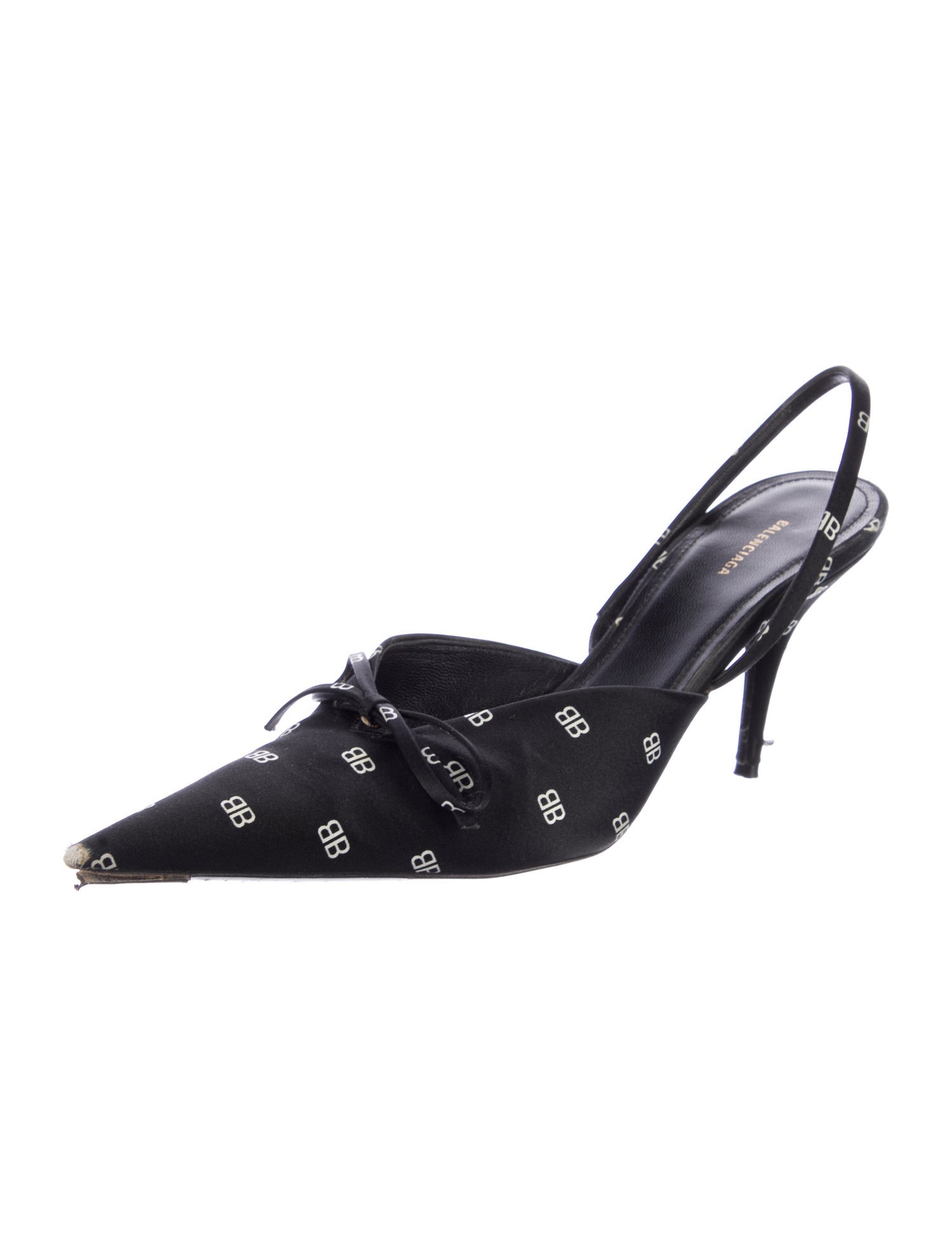 Balenciaga Satin Printed Slingback Pumps