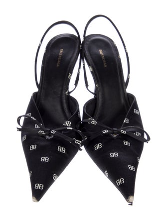 Balenciaga Satin Printed Slingback Pumps