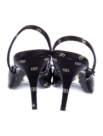 Balenciaga Satin Printed Slingback Pumps