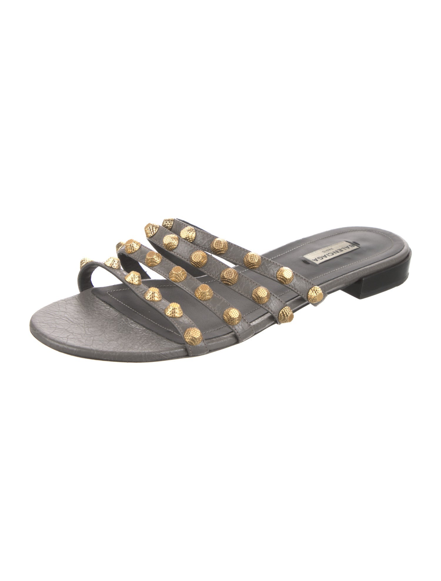 Balenciaga Leather Studded Accents Slides
