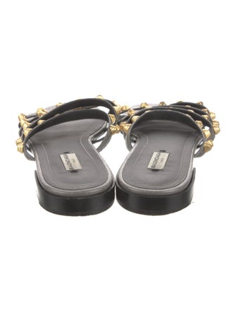 Balenciaga Leather Studded Accents Slides