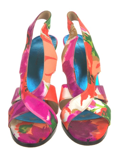 Balenciaga Satin Printed Slingback Pumps