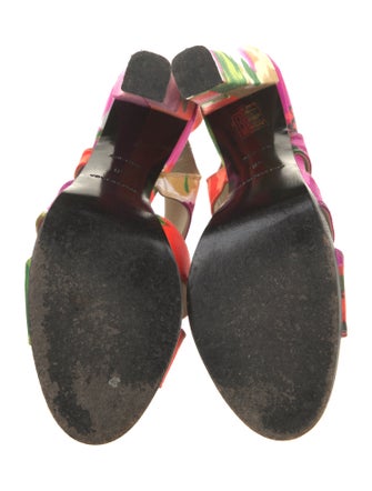 Balenciaga Satin Printed Slingback Pumps