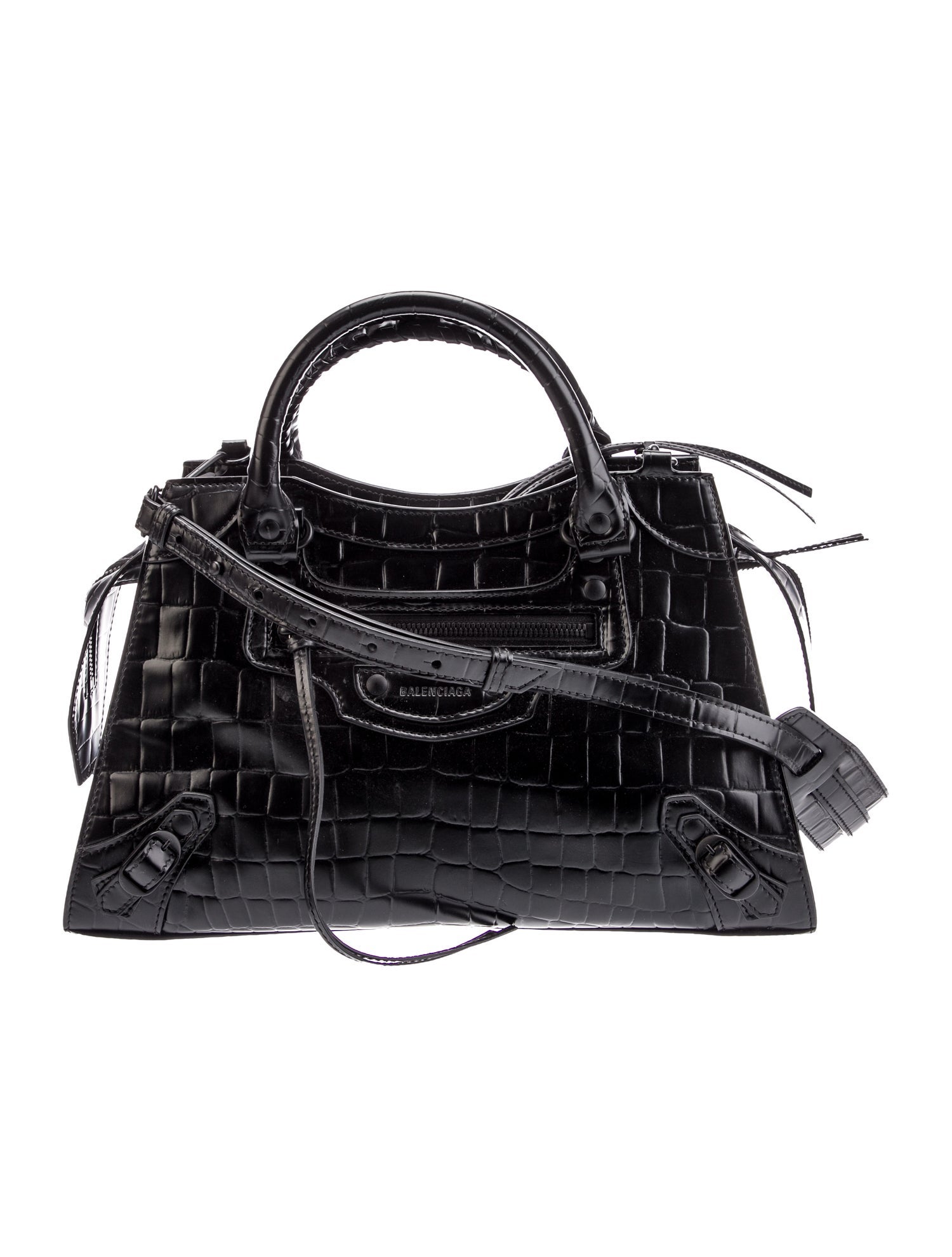 Balenciaga Embossed Leather Neo Classic Handle Bag Small