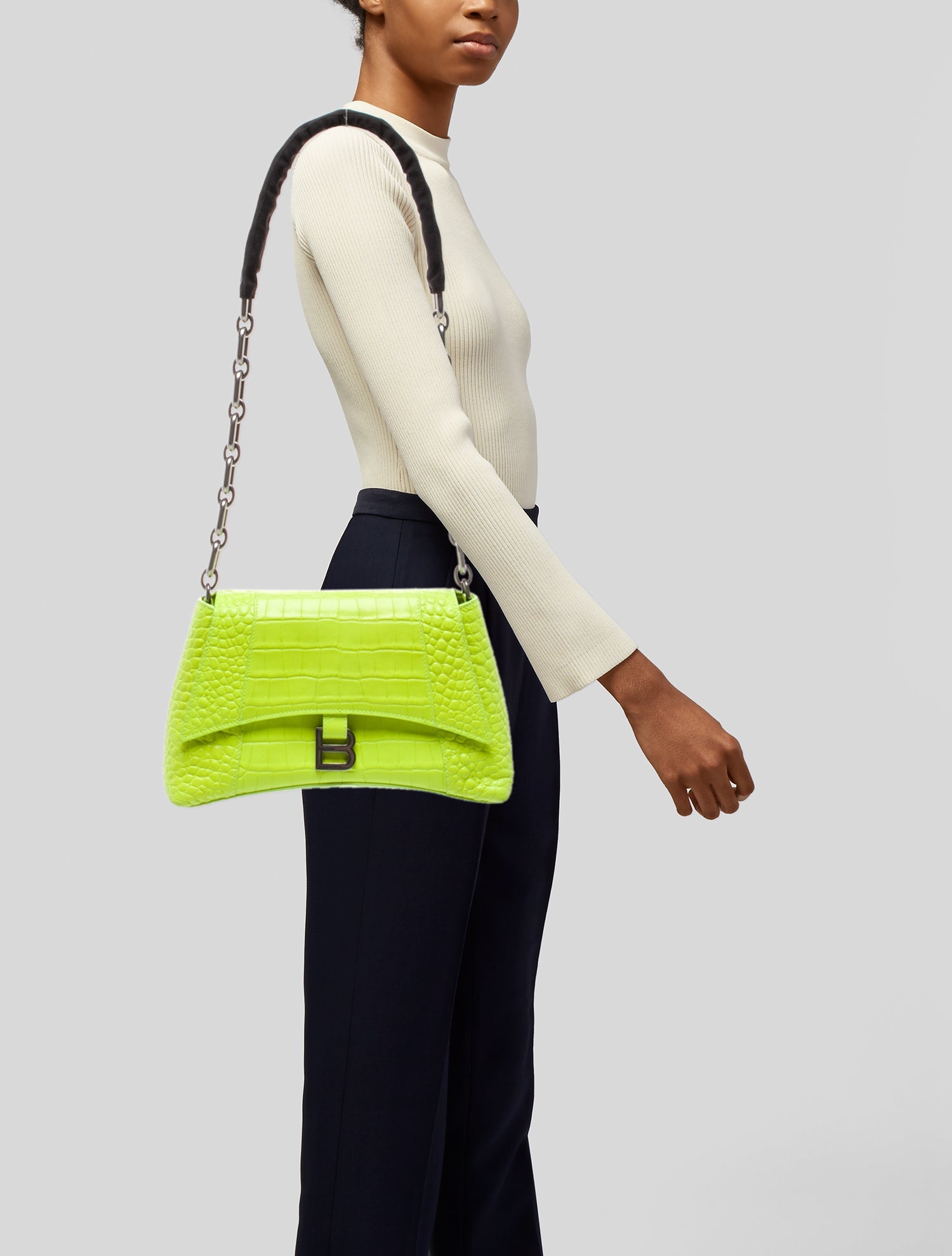 Balenciaga Embossed Leather Shoulder Bag 2022