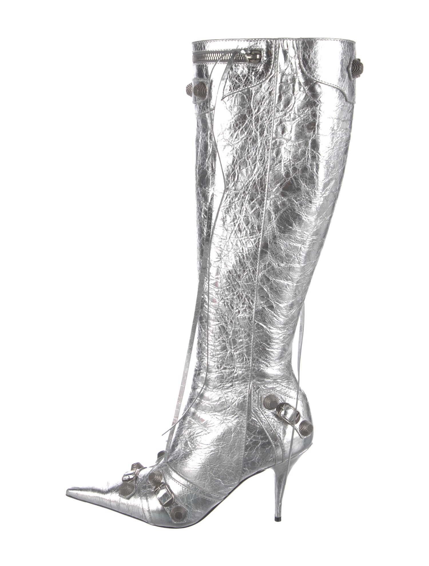 Balenciaga Leather Studded Accents Boots