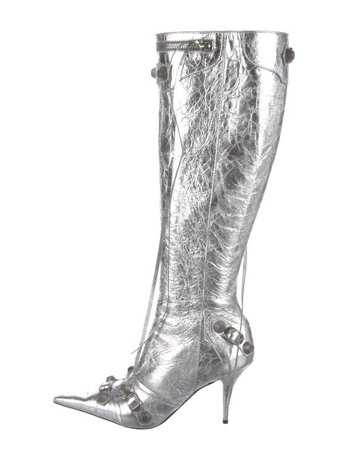 Balenciaga Leather Studded Accents Boots