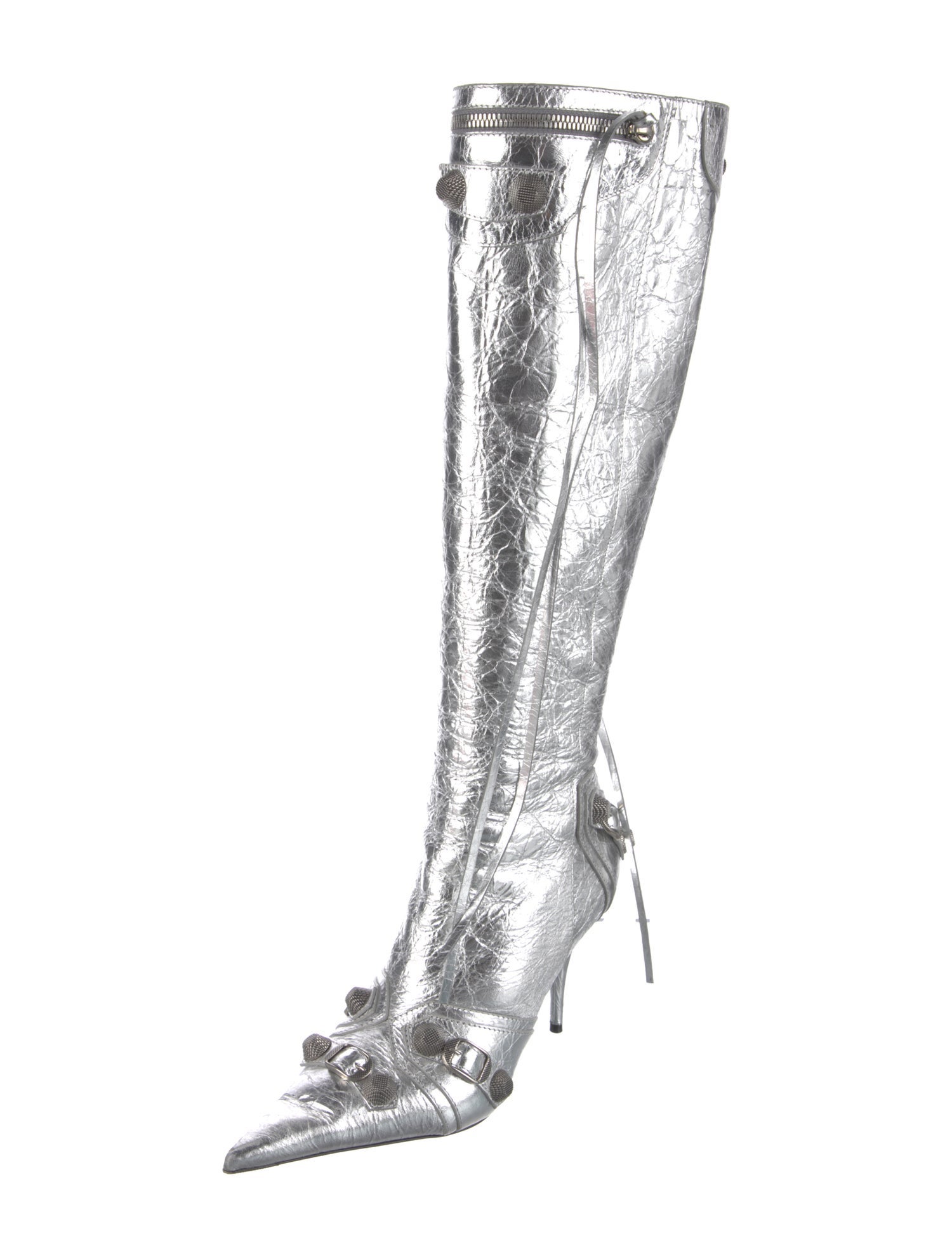 Balenciaga Leather Studded Accents Boots