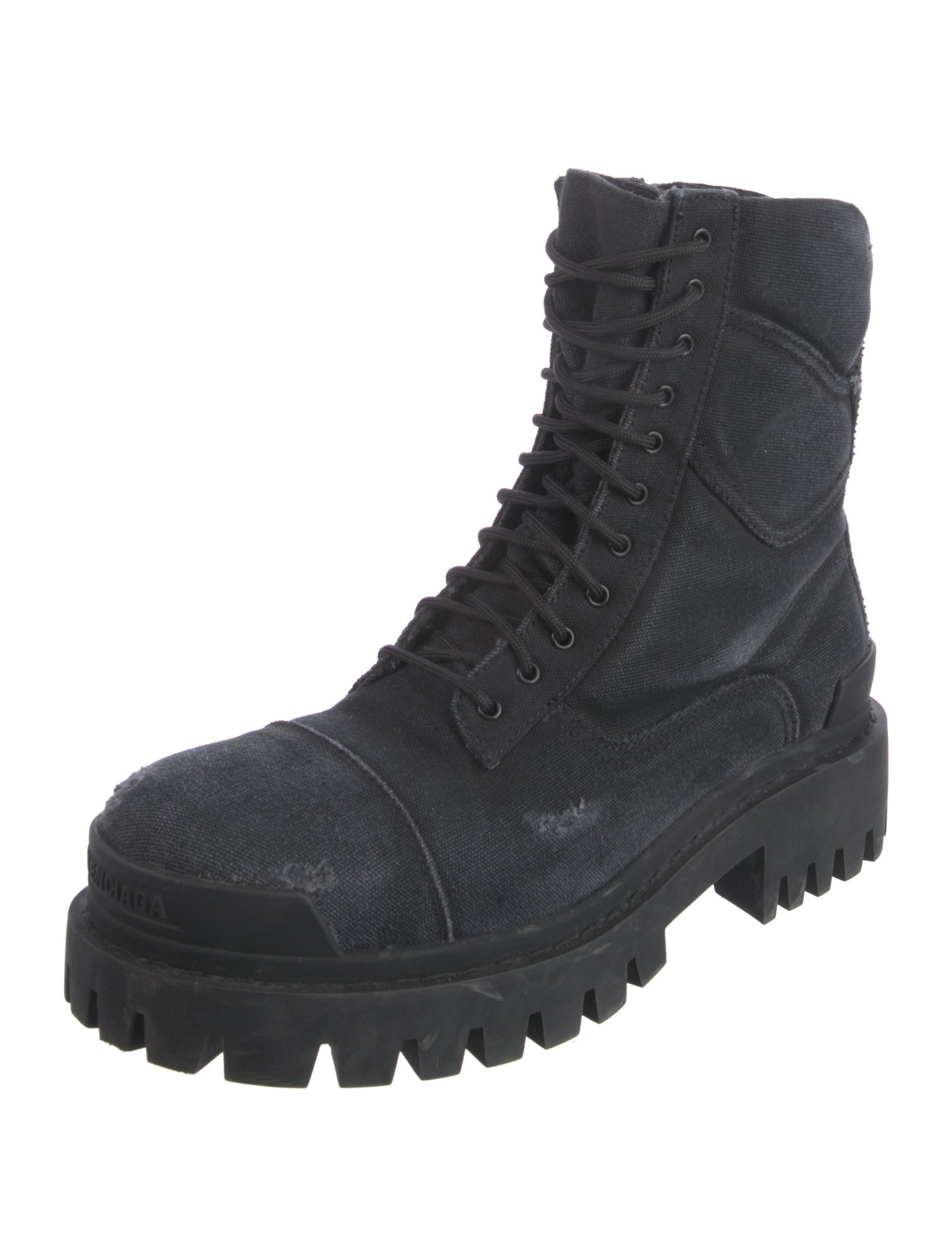 Balenciaga Canvas Distressed Accents Combat Boots