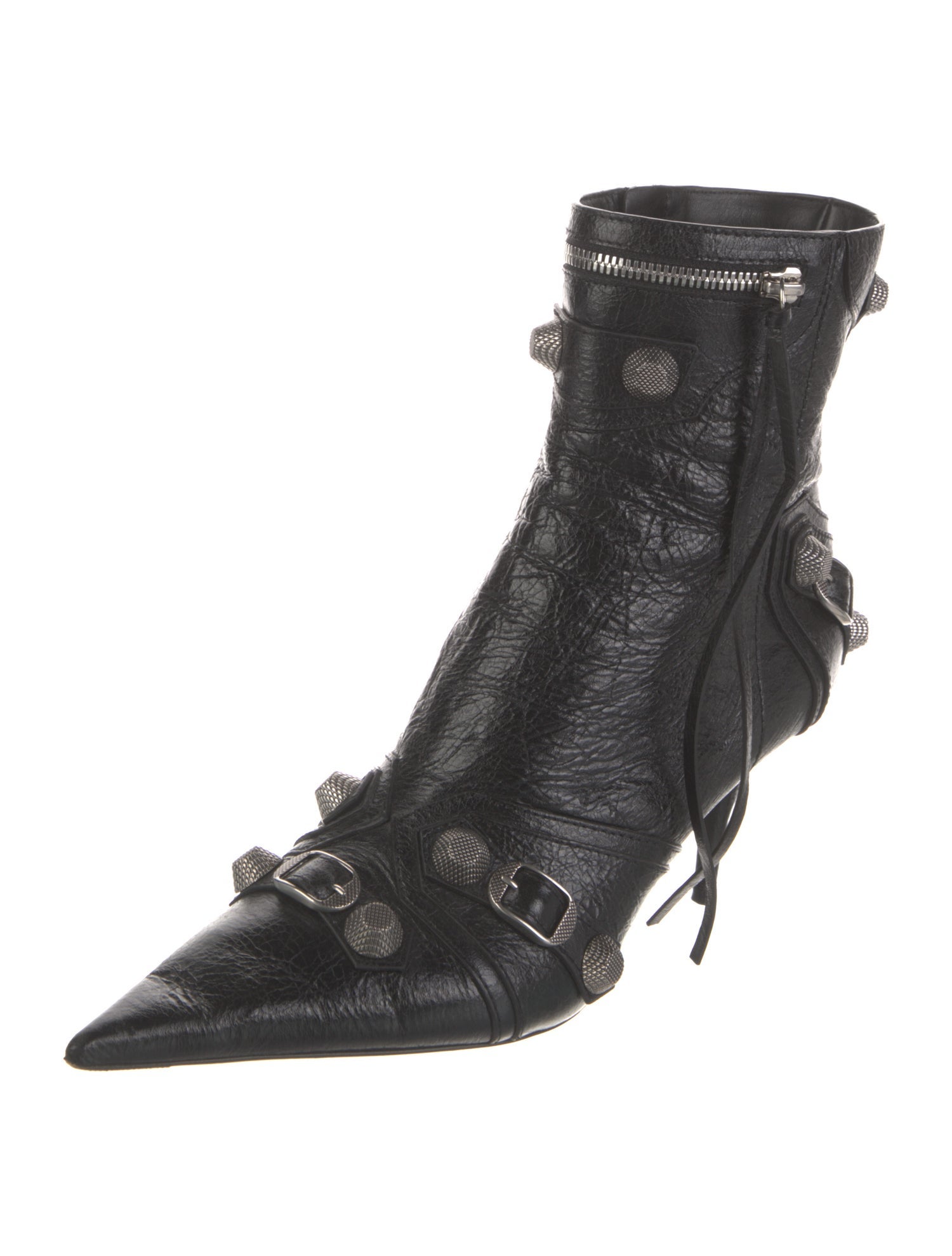 Balenciaga Leather Studded Accents Boots