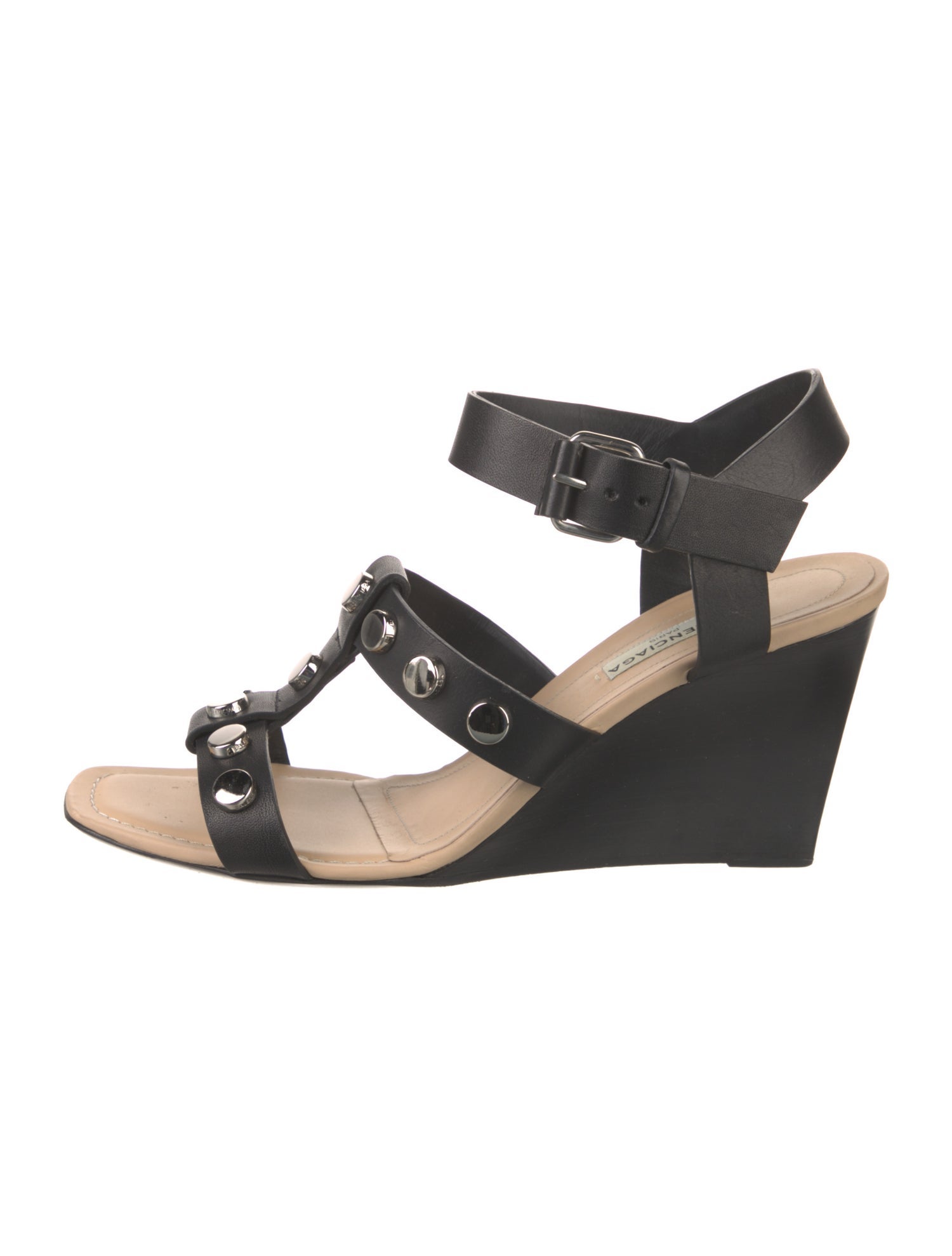 Balenciaga Leather Studded Accents Gladiator Sandals