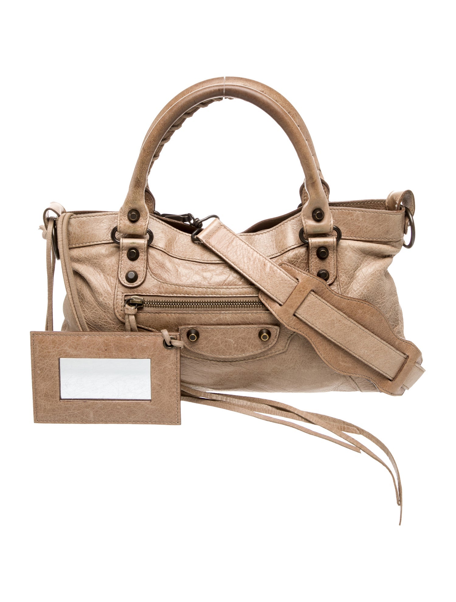 Balenciaga Leather Motocross City Giant - Neutrals Handle Bags