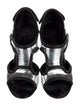 Balenciaga Leather Colorblock Pattern T-Strap Sandals