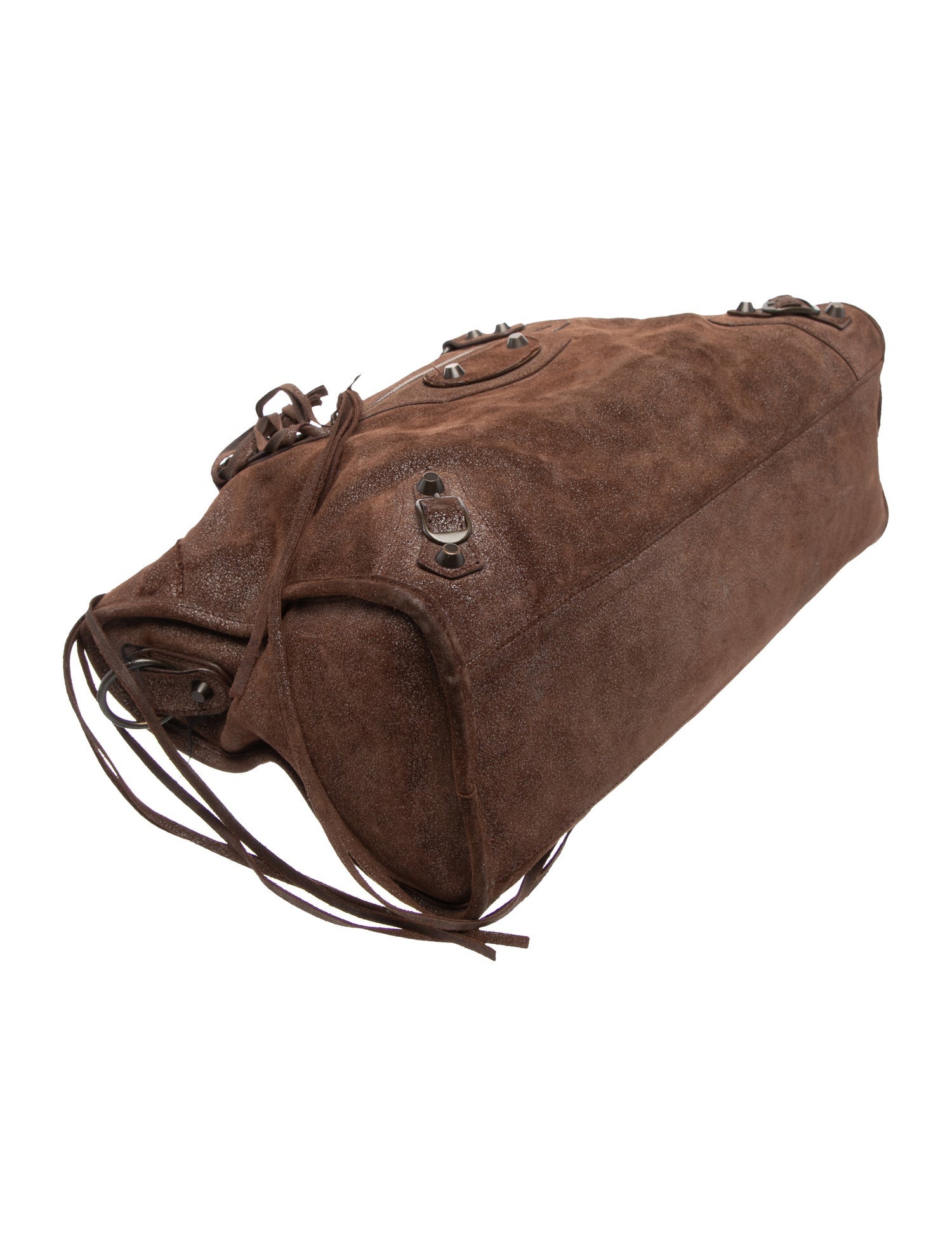 Balenciaga Suede Motocross Classic City - Brown Shoulder Bags