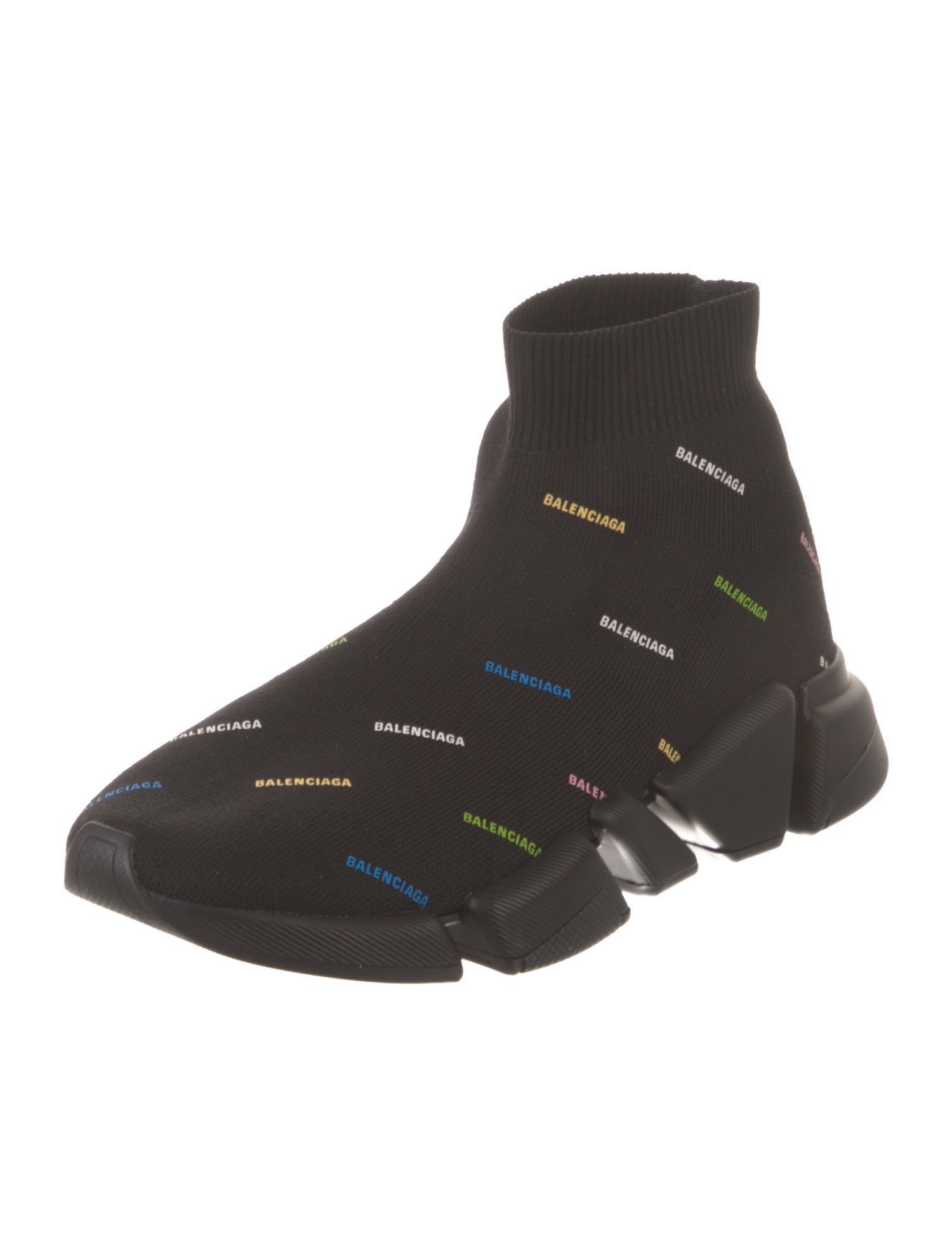 Balenciaga Speed Trainer 2.0 'Allover Logo - Multicolor Black' Sock Sneakers