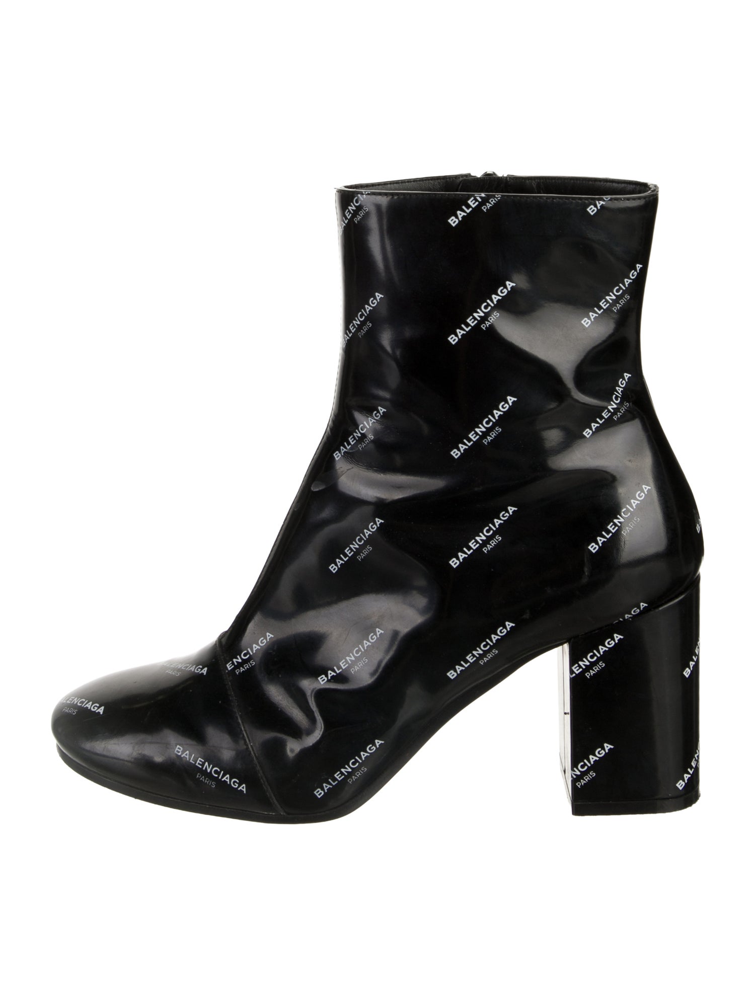 Balenciaga Patent Leather Printed Boots