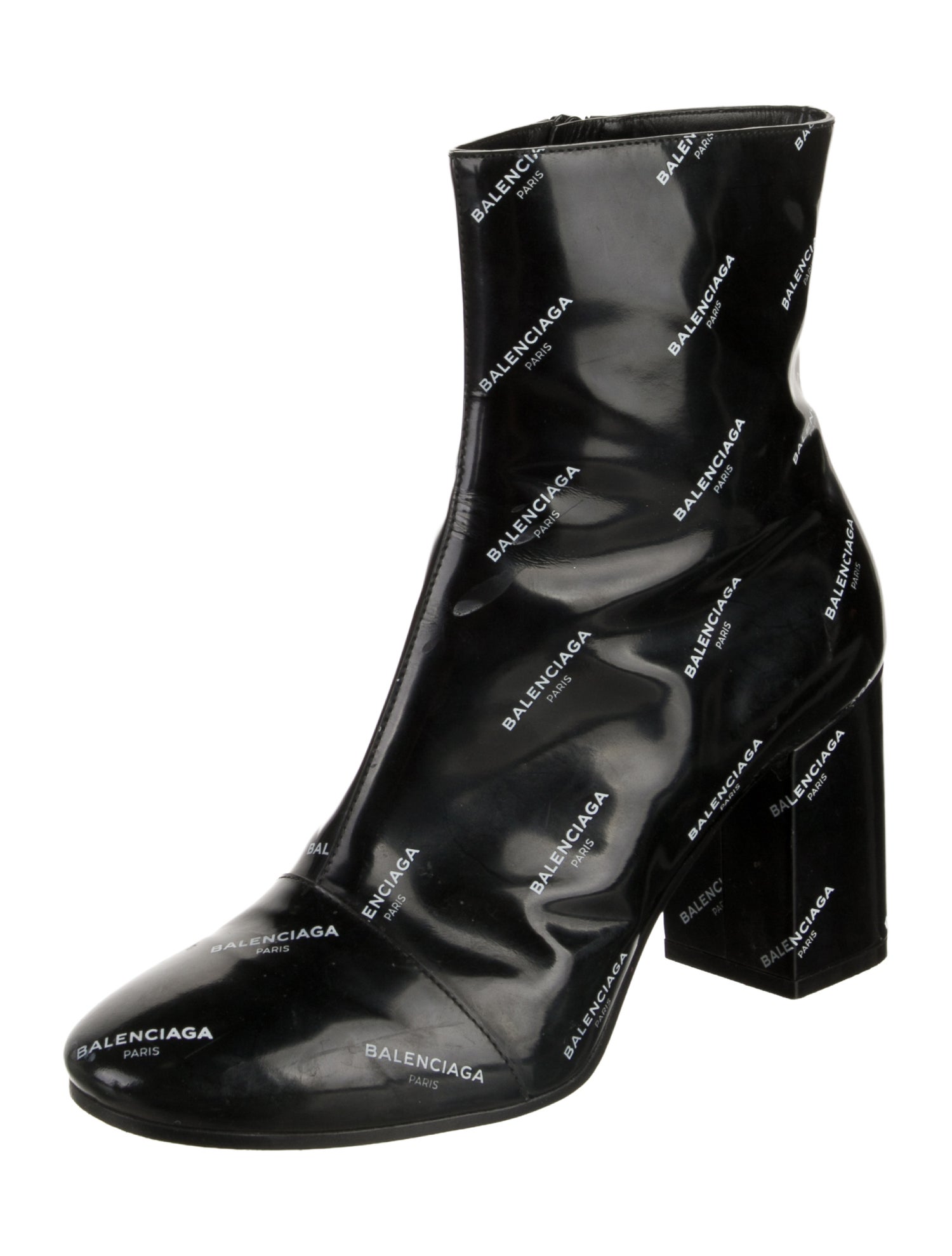 Balenciaga Patent Leather Printed Boots