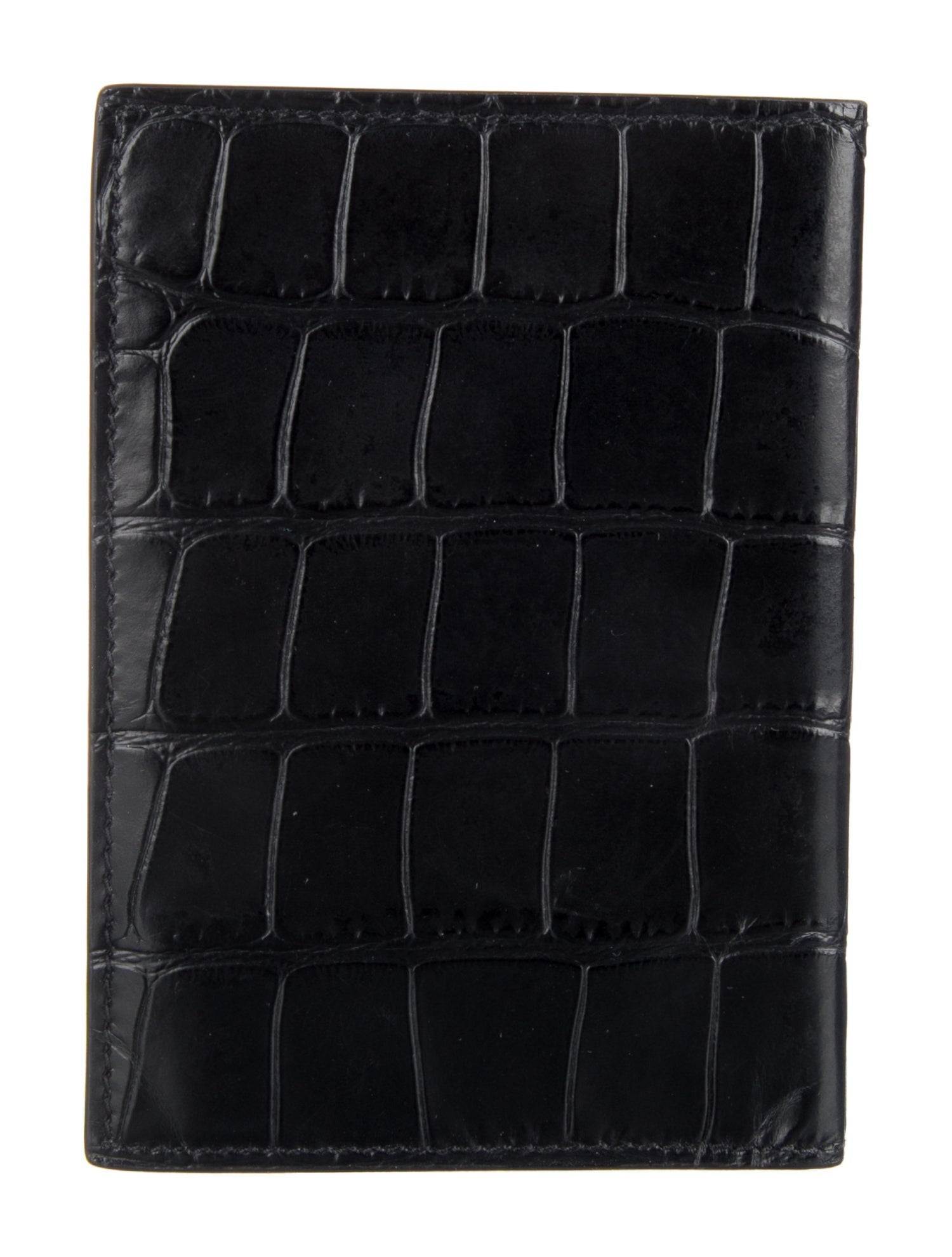Balenciaga Croc Embossed Logo Print Vertical Leather Bifold Wallet