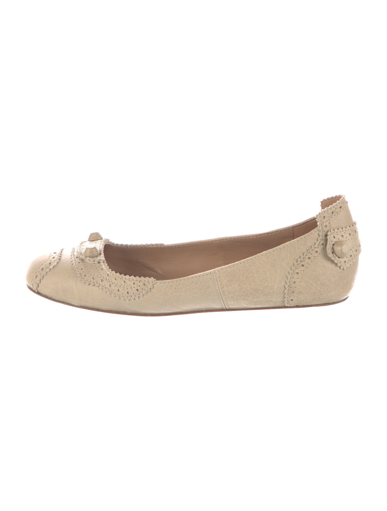 Balenciaga Leather Lasercut Accents Ballet Flats