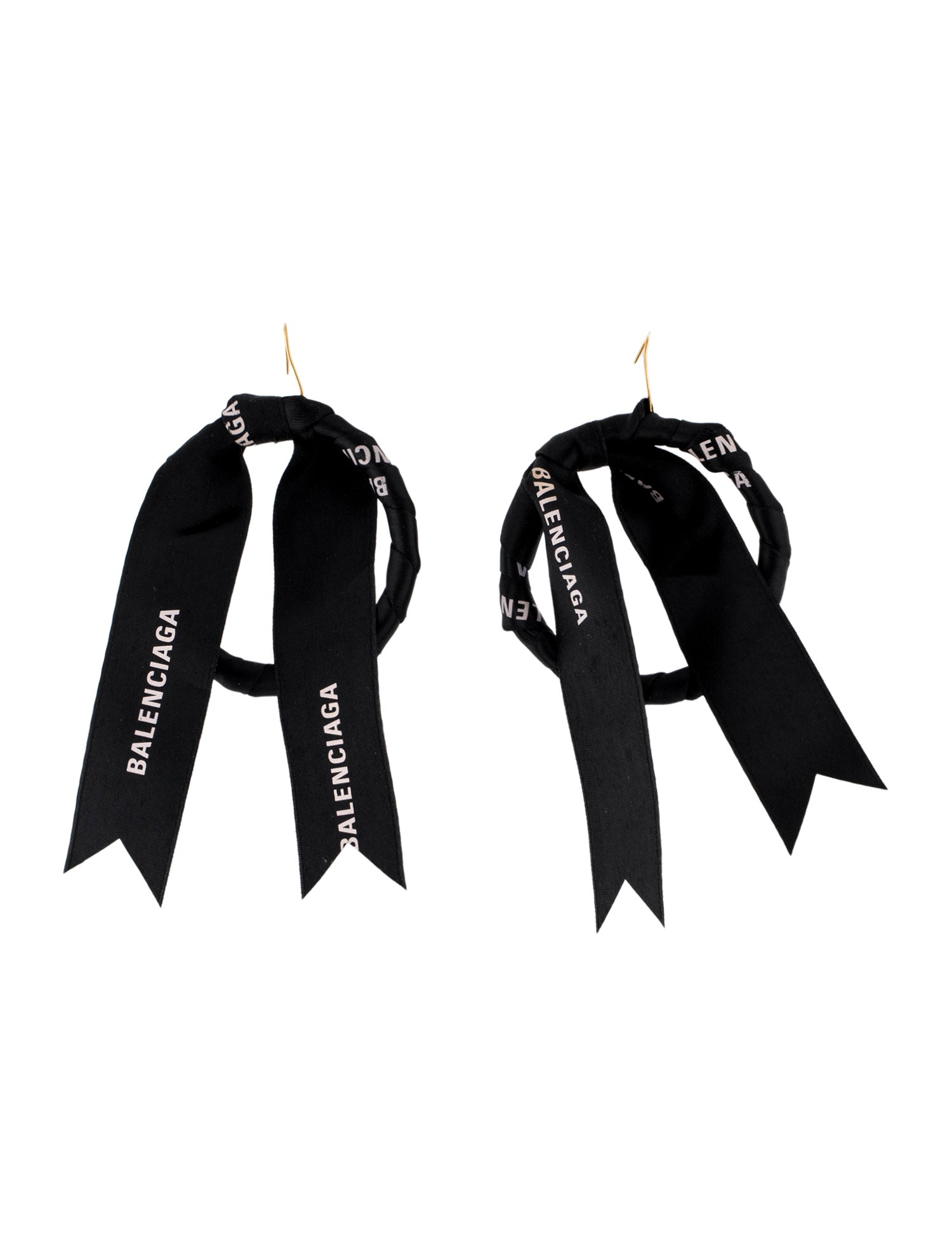 Balenciaga Logo Ribbon Hoop Drop Earrings